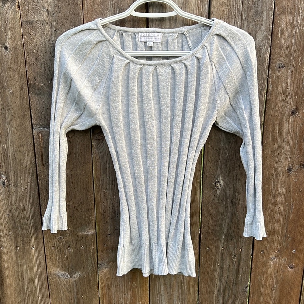Joseph A. Crew Neck silver Metallic Knit Sweater Size Petite small